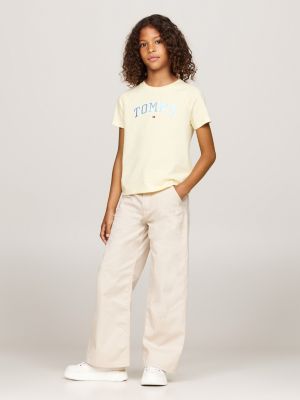 beige essential chinos mit weitem bein für mädchen - tommy hilfiger