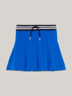 Hilfiger Monotype Pleated Knit Mini Skirt | Blue | Tommy Hilfiger