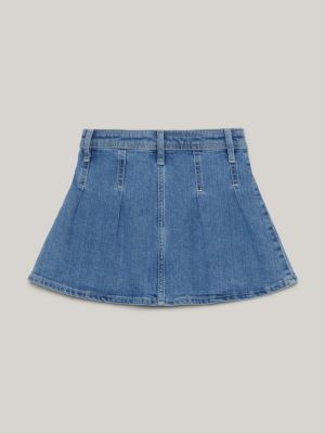 Pleated blue denim outlet skirt