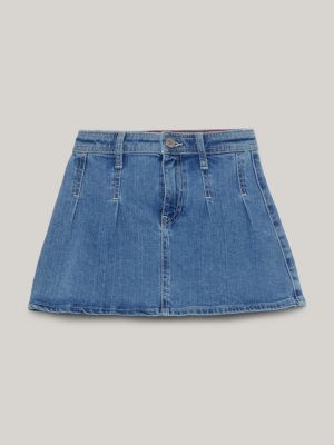 Hilfiger Monotype Pleated Knit Mini Skirt | Blue | Tommy Hilfiger