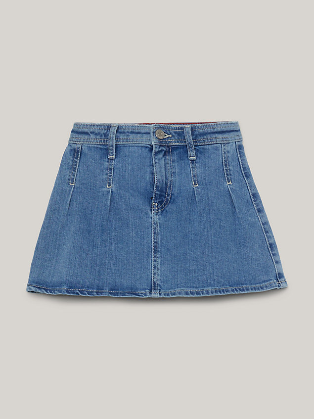 denim jeansowa spódnica mini z zaszewkami dla dziewczynki - tommy hilfiger