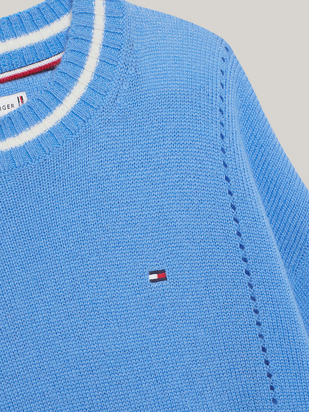 blue sweter z kolekcji essential z okrągłym dekoltem dla dziewczynki - tommy hilfiger