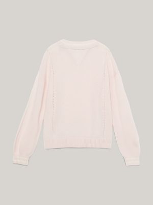 Essential Wool Crew Neck Relaxed Jumper | Pink | Tommy Hilfiger