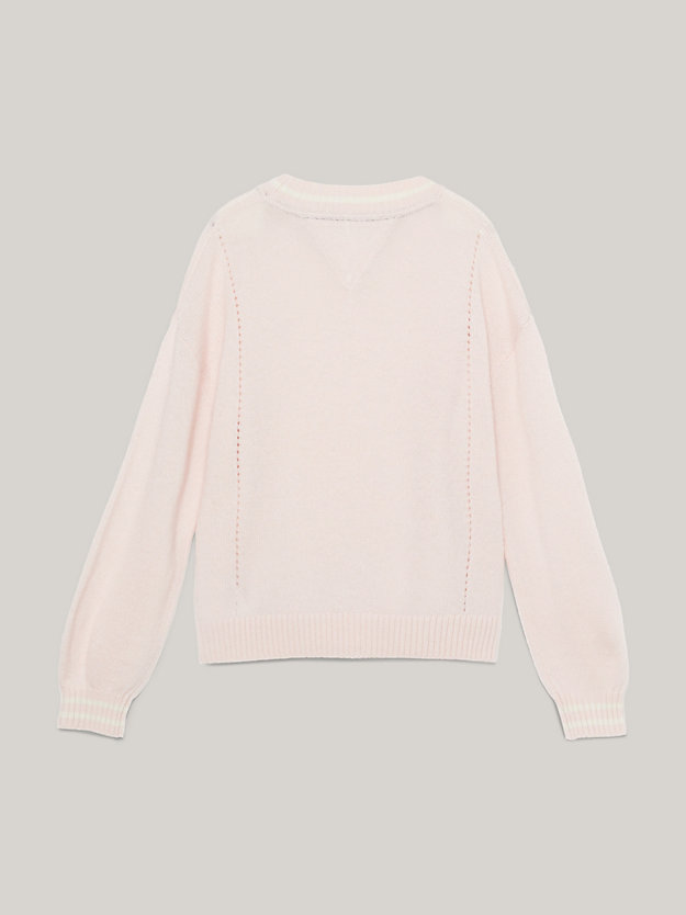 pink essential wool crew neck relaxed jumper for girls tommy hilfiger
