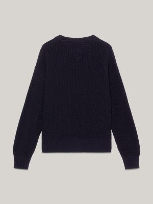 Essential Contrast Knit Relaxed Fit Jumper | Blue | Tommy Hilfiger