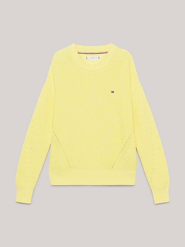 yellow essential relaxed fit trui met contraststeken voor meisjes - tommy hilfiger