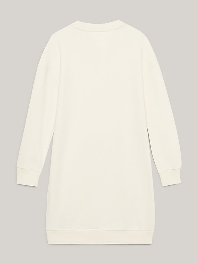 beige sweatshirt-kleid mit hilfiger-monotype-logo für maedchen - tommy hilfiger
