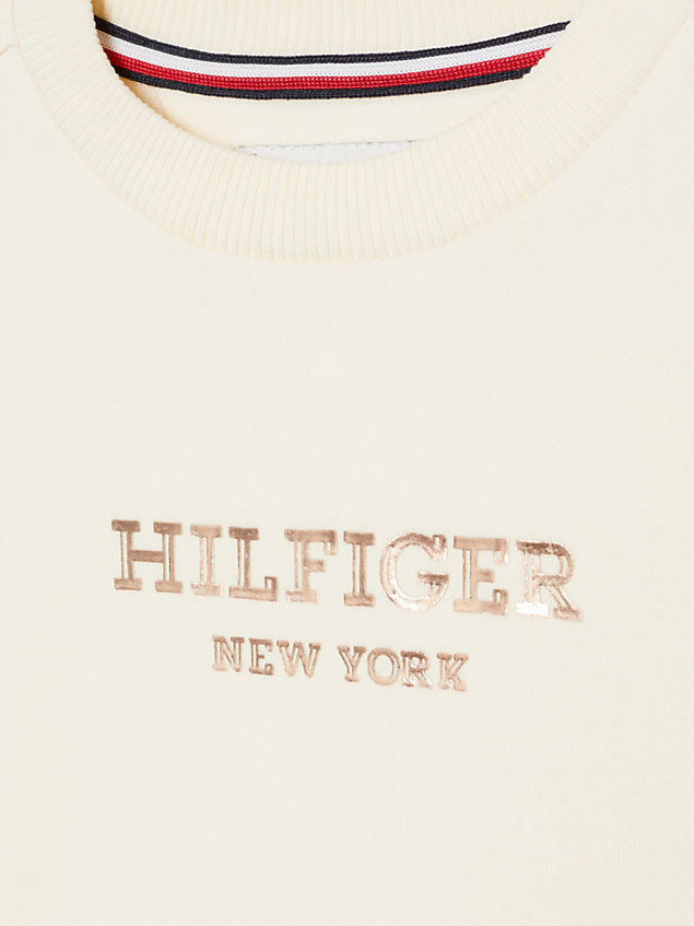 beige hilfiger monotype foil logo sweater dress for girls tommy hilfiger