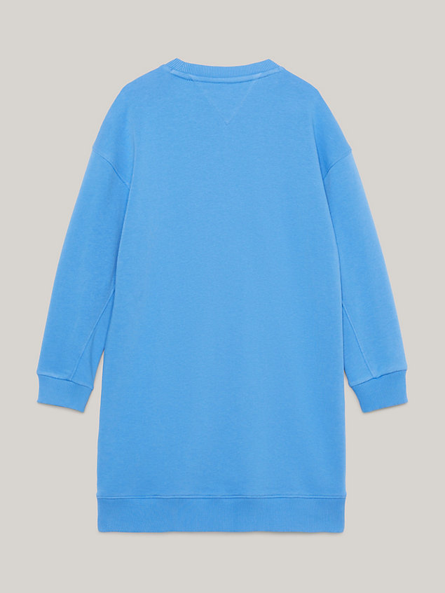 blue sweatshirt-kleid mit hilfiger-monotype-logo für maedchen - tommy hilfiger