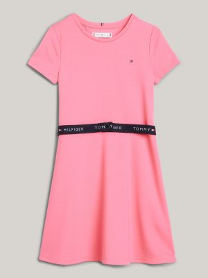 Essential Belted Waist Skater Dress Pink Tommy Hilfiger