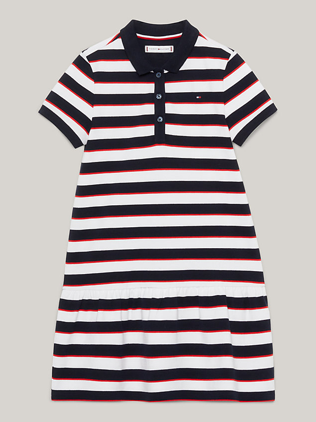 blue essential stripe polo dress for girls tommy hilfiger