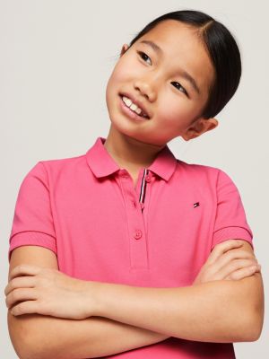 pink essential polokleid mit tiefer taille für mädchen - tommy hilfiger