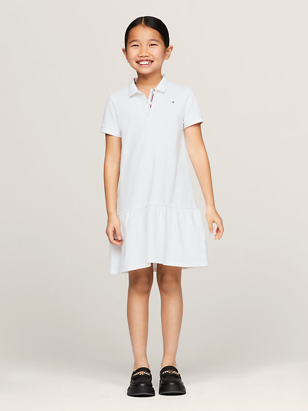 white essential dropped waist polo dress for girls tommy hilfiger
