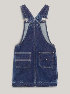 Cotton Dungarees Dress with Split