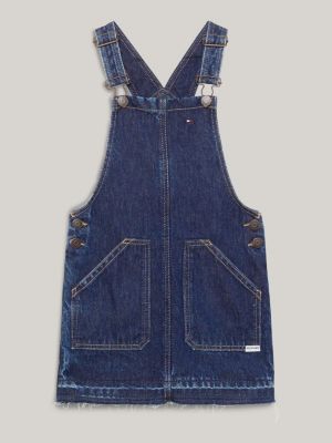 Tommy Hilfiger Logo Detail Denim Dungaree Dress in Blue