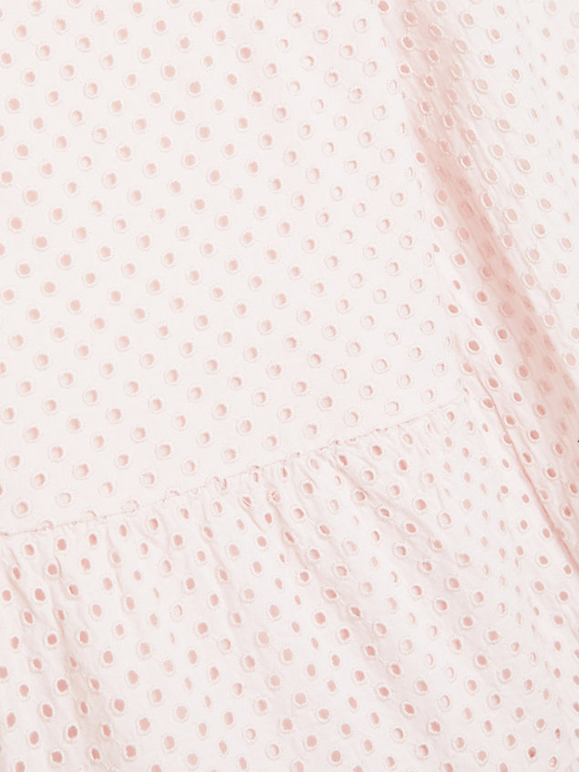 pink essential abgestuftes kleid mit lockstickerei für maedchen - tommy hilfiger