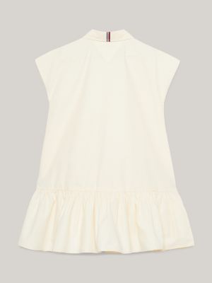 beige essential global stripe hemdkleid für mädchen - tommy hilfiger