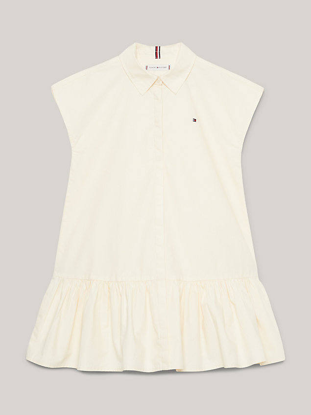 beige essential global stripe shirt dress for girls tommy hilfiger