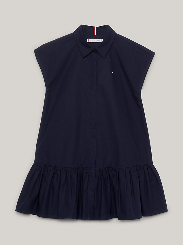 blue essential global stripe shirt dress for girls tommy hilfiger