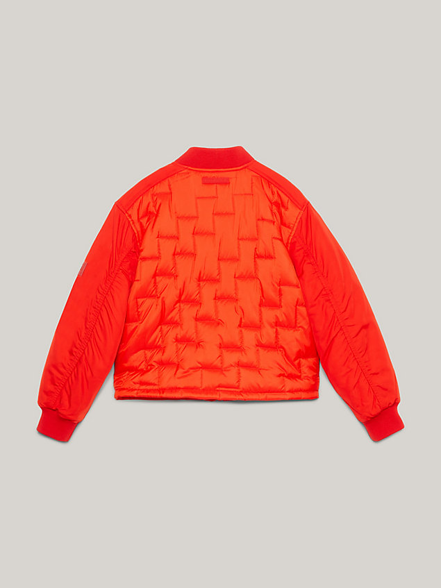 red quilted boxy fit bomber jacket for girls tommy hilfiger