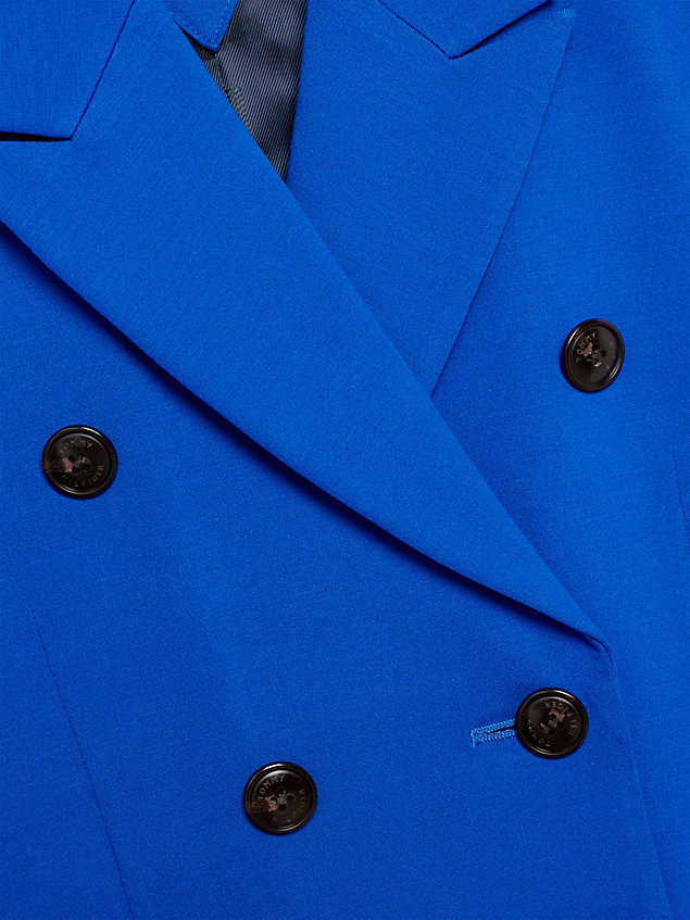 blue hilfiger monotype double-breasted blazer voor meisjes - tommy hilfiger