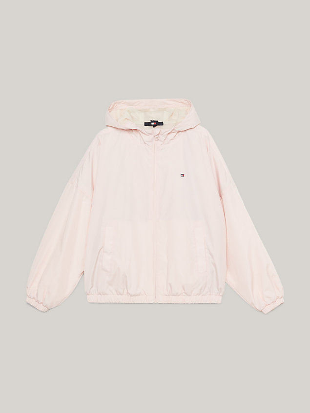pink essential lightweight relaxed fit hooded jacket for girls tommy hilfiger