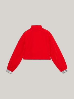 Hilfiger Monotype Logo Cuff Cropped Windbreaker, Red