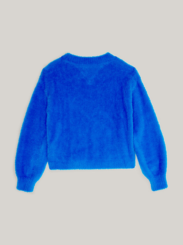 blue th monogram relaxed fit pullover für maedchen - tommy hilfiger