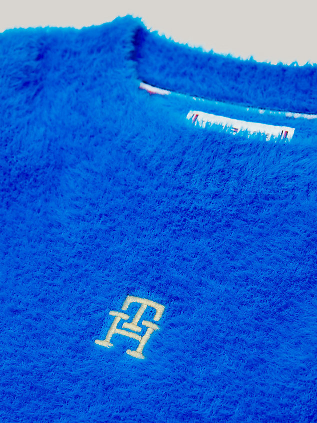 pullover th monogram relaxed fit blue da bambina tommy hilfiger