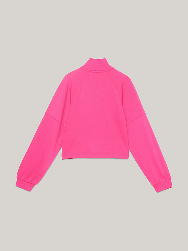 pink half-zip mock turtleneck relaxed sweatshirt for girls tommy hilfiger