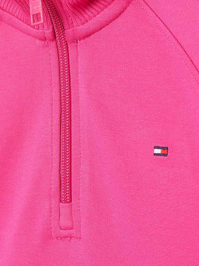 pink luźna bluza z półgolfem i zamkiem dla dziewczynki - tommy hilfiger