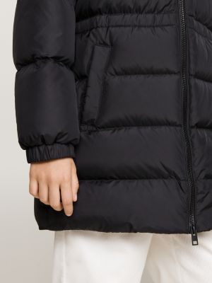 schwarz taillierte longline puffer-daunenjacke für mädchen - tommy hilfiger