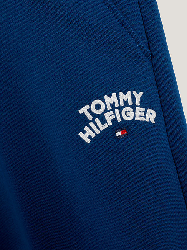 blue logo embroidery cuffed joggers for girls tommy hilfiger