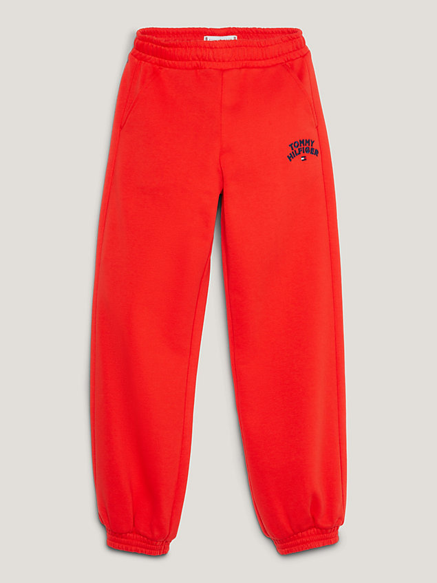orange logo embroidery cuffed joggers for girls tommy hilfiger