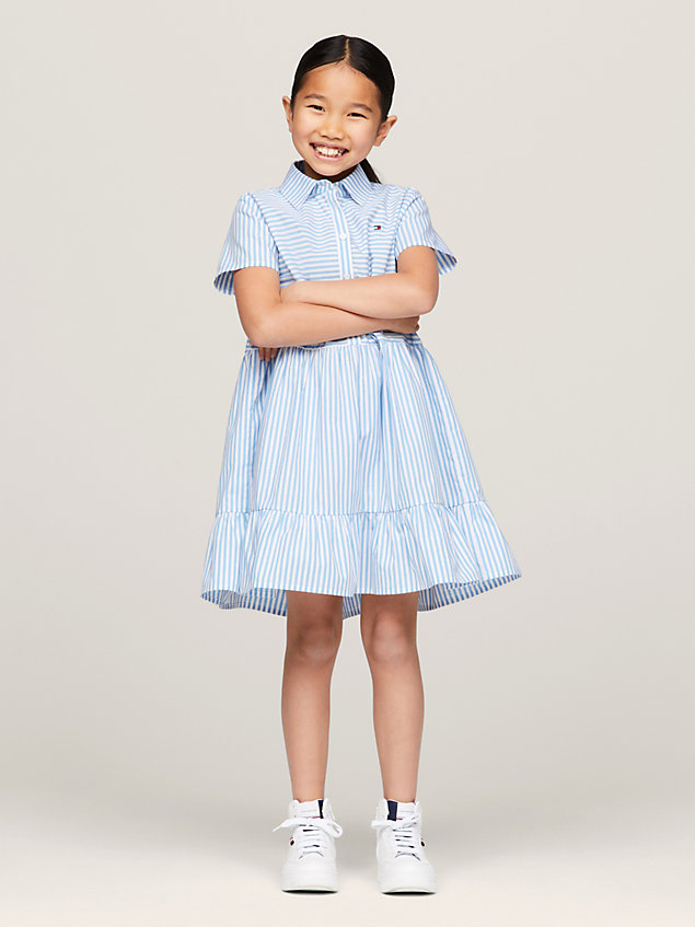 blue ithaca stripe fit and flare dress for girls tommy hilfiger