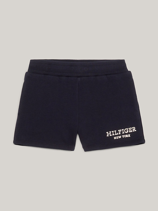 shorts hilfiger monotype relaxed fit con logo blue da bambine tommy hilfiger