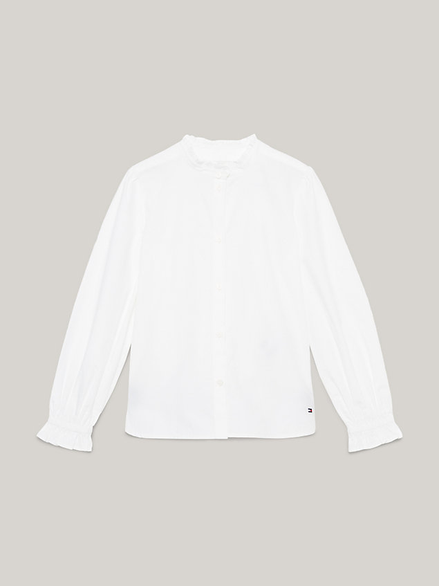 white essential ruffle collar shirt for girls tommy hilfiger