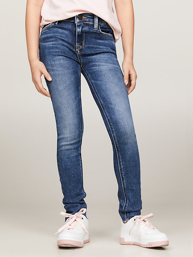 denim nora skinny jeans met onafgewerkte zoom voor meisjes - tommy hilfiger