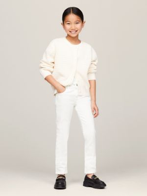 jeans nora skinny fit a vita media bianchi bianco da bambine tommy hilfiger