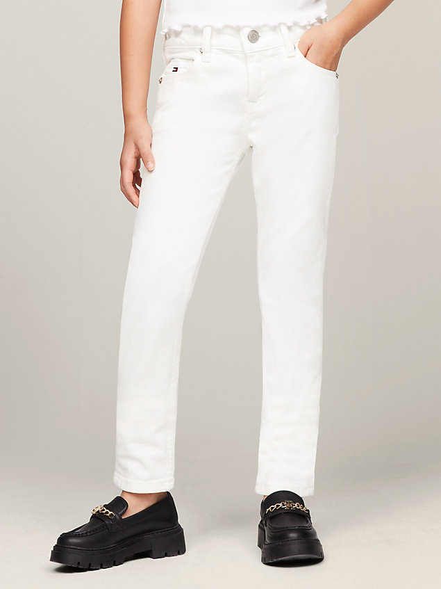 white białe jeansy nora o obcisłym kroju dla dziewczynki - tommy hilfiger