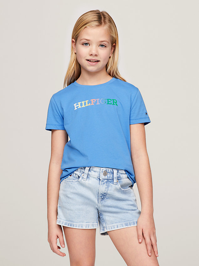 blue hilfiger monotype logo t-shirt for girls tommy hilfiger