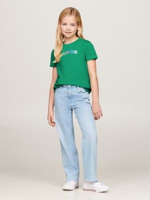 Hilfiger Monotype T shirt met logo Groen Tommy Hilfiger