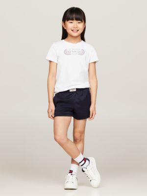 white 1985 collection slim fit t-shirt mit logo für mädchen - tommy hilfiger