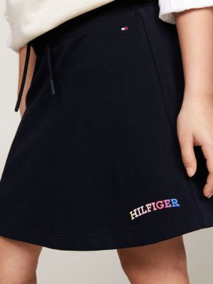 gonna hilfiger monotype con vita elastica blu da bambine tommy hilfiger