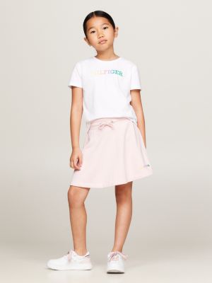 gonna hilfiger monotype con vita elastica rosa da bambine tommy hilfiger