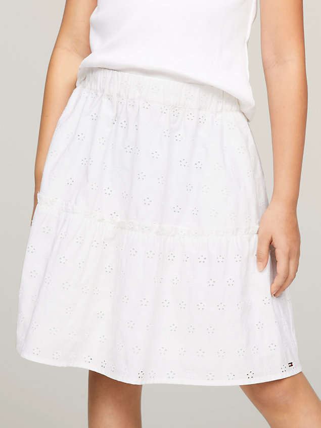 white th monogram broderie anglaise tiered skirt for girls tommy hilfiger