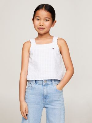 white seersucker-tanktop mit vichy-karo für mädchen - tommy hilfiger