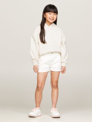 brown varsity relaxed fit hoodie mit wappen-logo für mädchen - tommy hilfiger