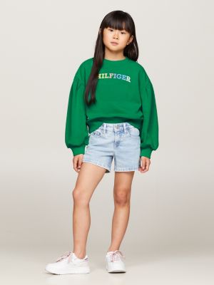green hilfiger monotype relaxed fit sweatshirt für mädchen - tommy hilfiger