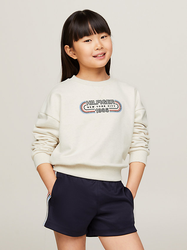 brown 1985 collection archive track logo relaxed sweatshirt for girls tommy hilfiger